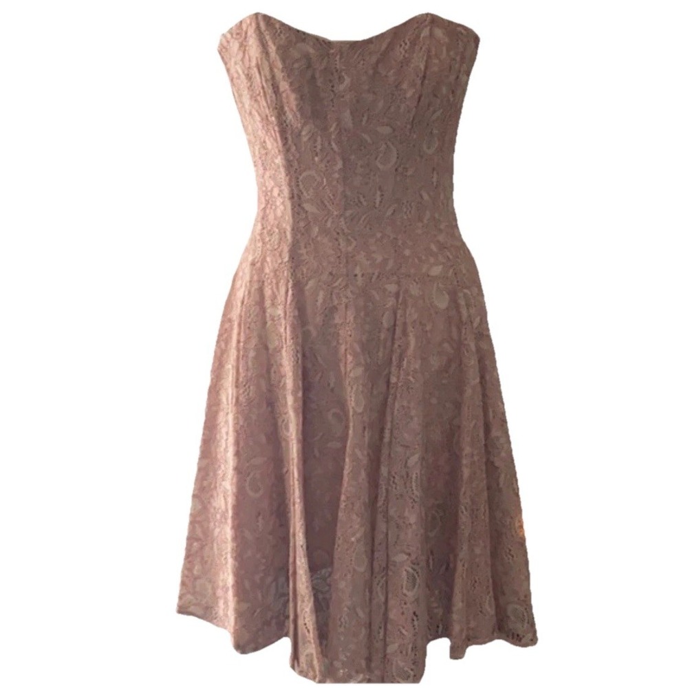 French Connection Lucky Lace Dress Size 2 Pink Strapless Lace